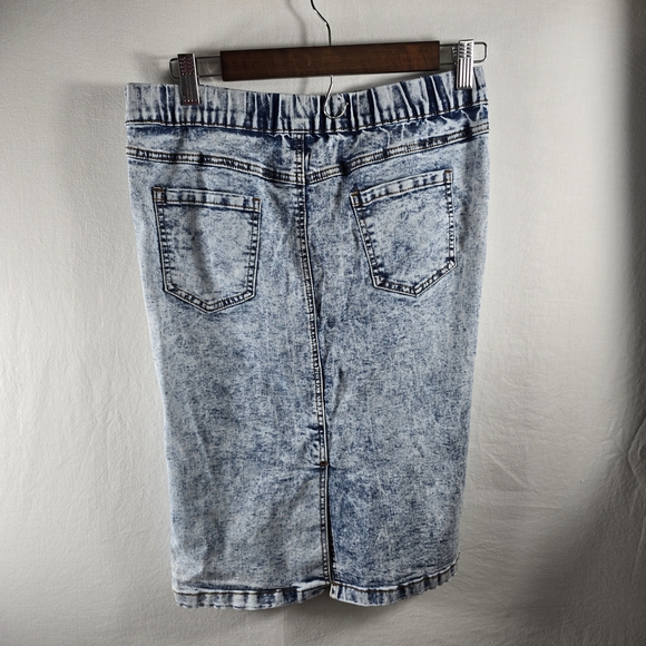 Blue Savvy Jeans Denim Destructed Skirt Size Medium Y2K Acid Wash - Picture 5 of 8